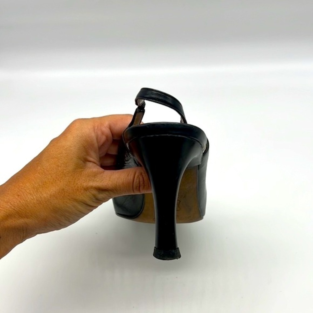 Jimmy Choo - Black Soft Leather Sling Back Cutout Square Toe Heels Size 36.5 - Picture 6 of 16